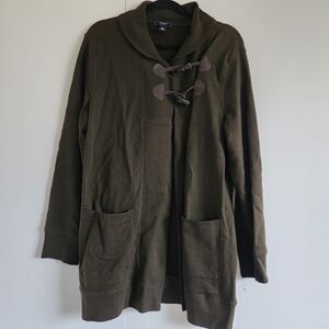 Chaps Denim Olive Green Toggle Cardigan Jacket XL Cotton